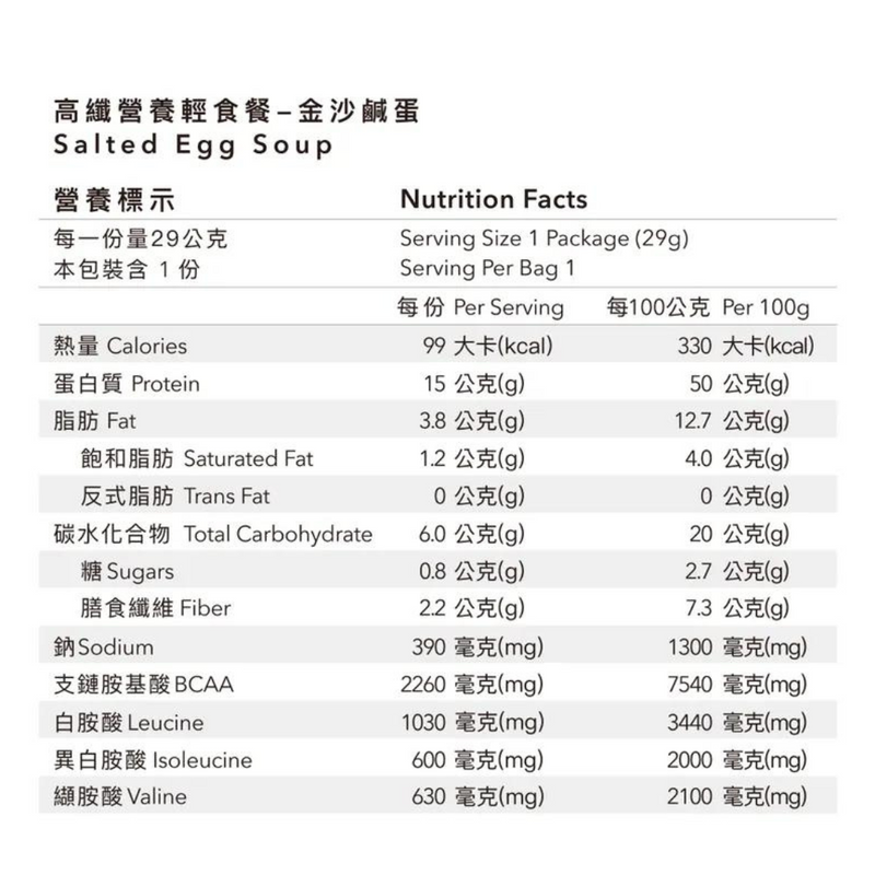 Body Goals 高纖營養輕食餐 - 金沙鹹蛋 30g (蛋奶五辛素/無麩質)